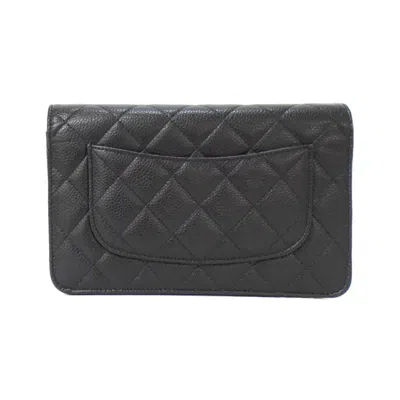 Pre-owned Chanel Black Bordeaux Grained Calfskin Chain/shoulder Wallet () In Multi