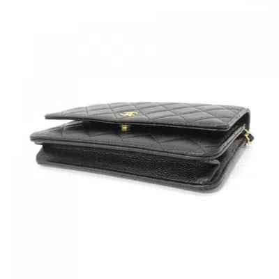 Pre-owned Chanel Black Bordeaux Grained Calfskin Chain/shoulder Wallet () In Multi