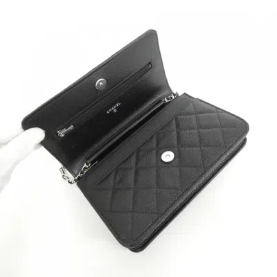 Pre-owned Chanel Black Bordeaux Grained Calfskin Chain/shoulder Wallet () In Multi