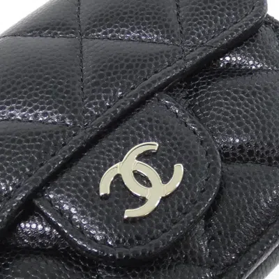 Pre-owned Chanel Black Bordeaux Grained Calfskin Wallet (tri-fold) () In Multi