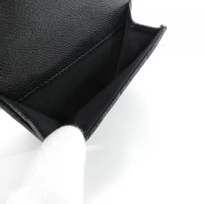 Pre-owned Chanel Black Bordeaux Grained Calfskin Wallet (tri-fold) () In Multi