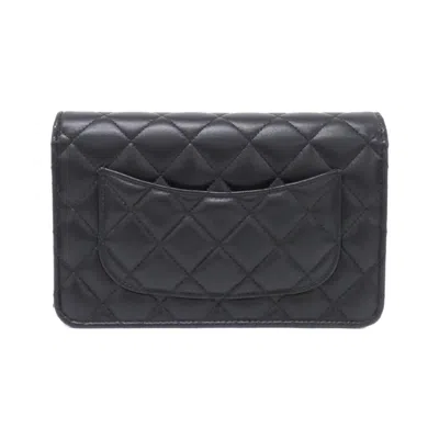Pre-owned Chanel Black Bordeaux Leather Chain/shoulder Wallet () In Multi
