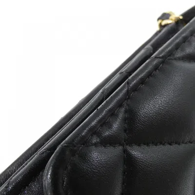 Pre-owned Chanel Black Bordeaux Leather Chain/shoulder Wallet () In Multi