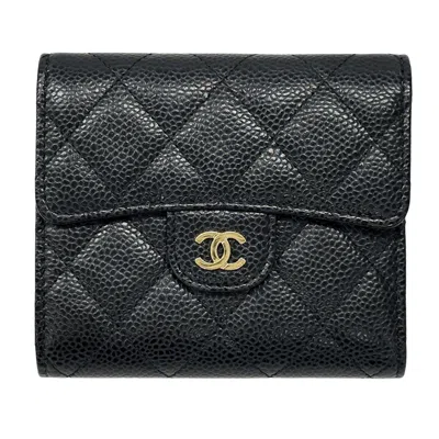 Pre-owned Chanel Black Grained Calfskin Wallet (bi-fold) ()