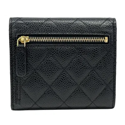 Pre-owned Chanel Black Grained Calfskin Wallet (bi-fold) ()