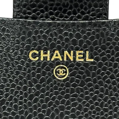 Pre-owned Chanel Black Grained Calfskin Wallet (bi-fold) ()