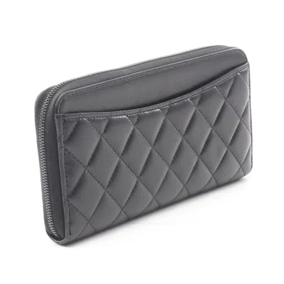 Pre-owned Chanel Black Leather Long Wallet (bi-fold) ()