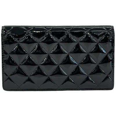 Pre-owned Chanel Black Leather Long Wallet (bi-fold) ()