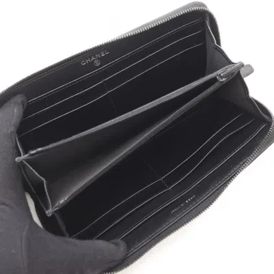 Pre-owned Chanel Black Leather Long Wallet (bi-fold) ()