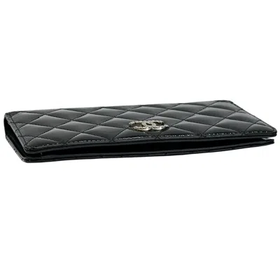 Pre-owned Chanel Black Leather Long Wallet (bi-fold) ()