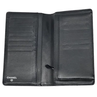 Pre-owned Chanel Black Leather Long Wallet (bi-fold) ()