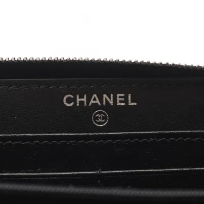 Pre-owned Chanel Black Leather Long Wallet (bi-fold) ()