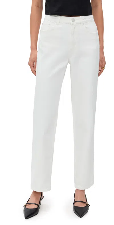 Aligne High Rise Straight Leg Jeans Ecru In White