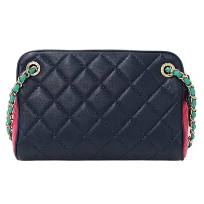 Pre-owned Chanel Blue Green Pink Leather Shoulder Bag ()