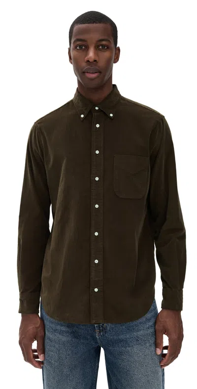 Gitman Vintage Thin Wale Corduroy Shirt Dark Brown In Brown