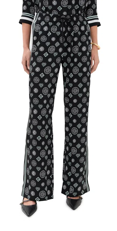 Casablanca Printed Trousers Silk Satin Monogram In Black