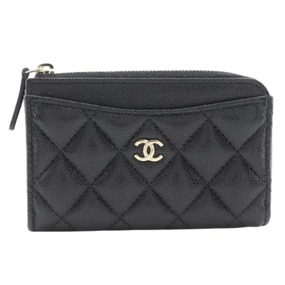 Pre-owned Chanel Matelasse Black Grained Calfskin Coin Purse/coin Case ()