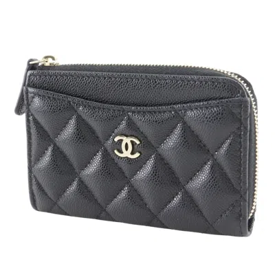 Pre-owned Chanel Matelasse Black Grained Calfskin Coin Purse/coin Case ()