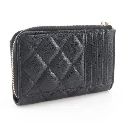 Pre-owned Chanel Matelasse Black Grained Calfskin Coin Purse/coin Case ()
