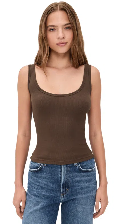 Cotton Citizen Verona Scoop Neck Tank Top In Brown