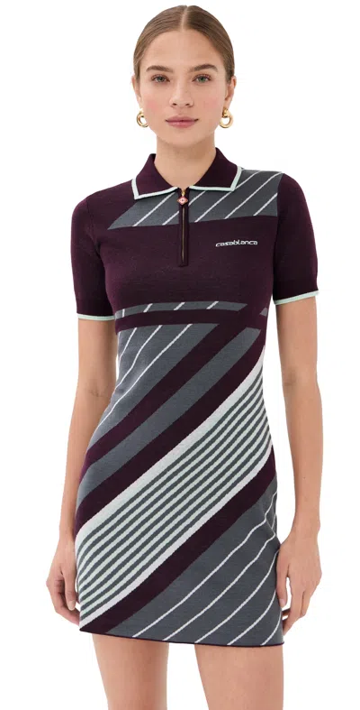 Casablanca "diagonal" Tennis Polo Dress In Brown