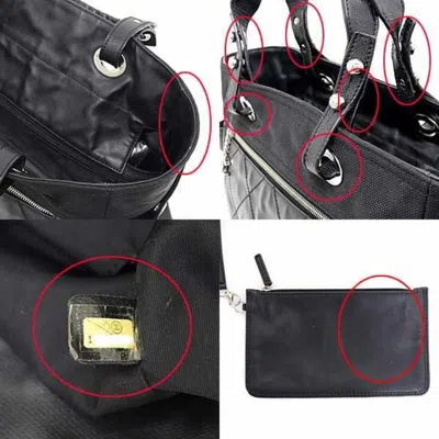 Pre-owned Chanel Paris Biarritz Black Coated Canvas Leather Shoulder Bag Tote Bag ()