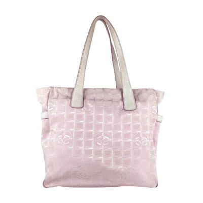Pre-owned Chanel Pink White New Travel Line Leather Shoulder Bag () In Multi