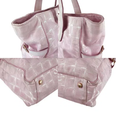 Pre-owned Chanel Pink White New Travel Line Leather Shoulder Bag () In Multi