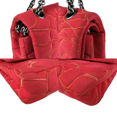 Pre-owned Chanel Red Color Canvas Metal Shoulder Bag ()