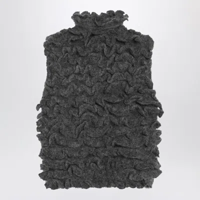 Alaïa Cropped Ruffled Waistcoat In Black