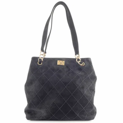 Pre-owned Chanel Wild Stitch Black Leather Shoulder Bag Tote Bag ()