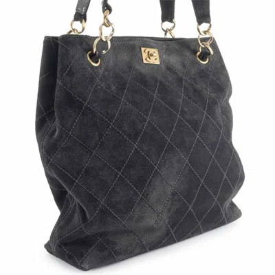 Pre-owned Chanel Wild Stitch Black Leather Shoulder Bag Tote Bag ()
