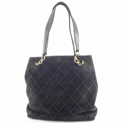 Pre-owned Chanel Wild Stitch Black Leather Shoulder Bag Tote Bag ()