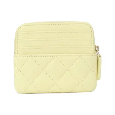 Pre-owned Chanel Yellow Grained Calfskin Coin Purse/coin Case ()