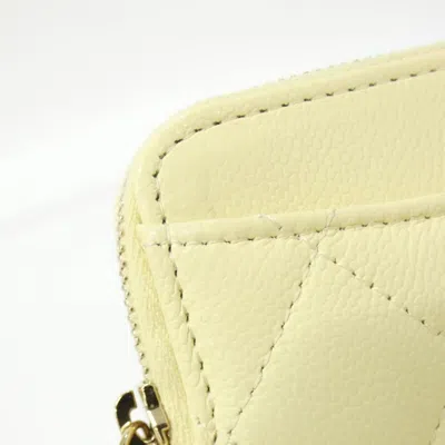 Pre-owned Chanel Yellow Grained Calfskin Coin Purse/coin Case ()