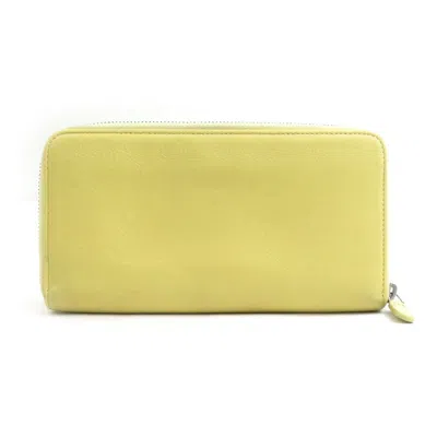 Pre-owned Chanel Yellow Leather Long Wallet (bi-fold) ()
