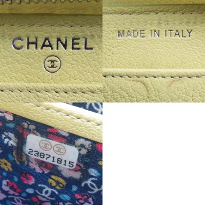 Pre-owned Chanel Yellow Leather Long Wallet (bi-fold) ()