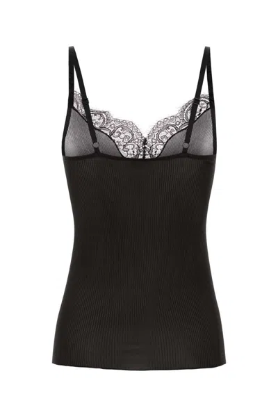 Saint Laurent Slate Silk Tank Top In Black