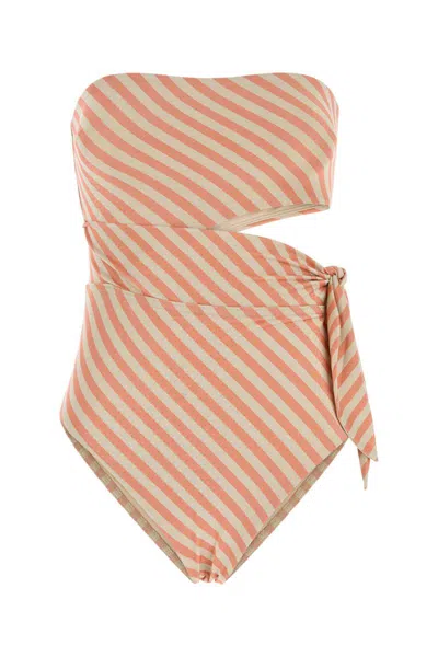 Zimmermann Embroidered Stretch Polyester Blend Cascadian Swimsuit In Multi