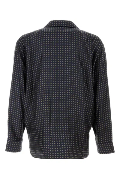 Saint Laurent Silk Shirt With All-over Embroidery Pattern In Multi