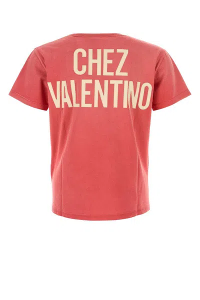 Valentino Graphic Print Cotton T-shirt With Short Sleeves In Red