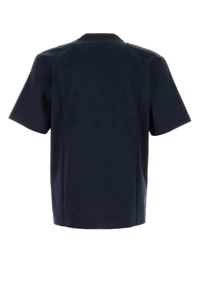 Fendi Crew Neck Cotton T-shirt With Short Sleeves In Blue