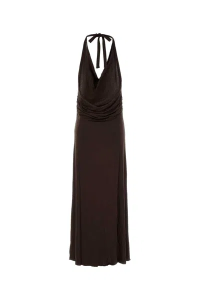 Gimaguas Brown Stretch Viscose Harbor Dress In Brown