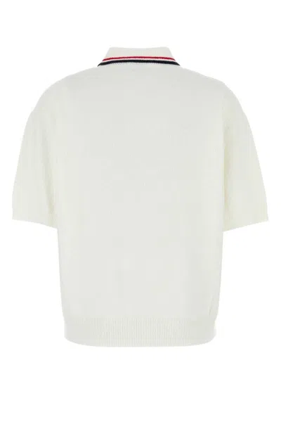Miu Miu White Stretch Terry Fabric Polo Shirt In White