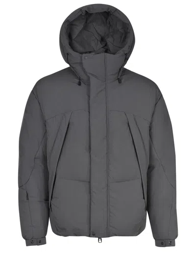Jg1 Hybrid Down Jacket With Hood In Gray