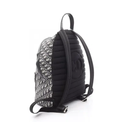 Pre-owned Dior Christian  Beige Black Blue Canvas Leather Backpack ()