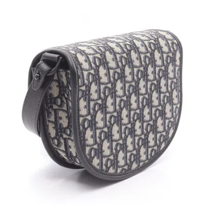 Pre-owned Dior Christian  Beige Black Blue Canvas Leather Shoulder Bag ()