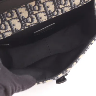 Pre-owned Dior Christian  Beige Black Blue Canvas Leather Shoulder Bag ()