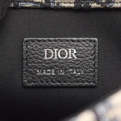 Pre-owned Dior Christian  Beige Black Blue Canvas Leather Shoulder Bag ()