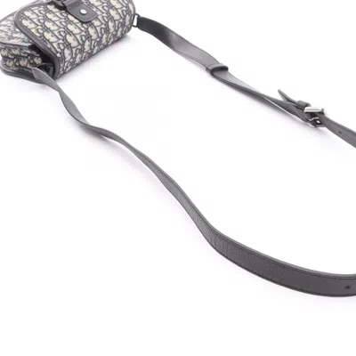 Pre-owned Dior Christian  Beige Black Blue Canvas Leather Shoulder Bag ()